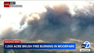 Several injured as fire burns at least 1500 acres near Moorpark [upl. by Flaherty]