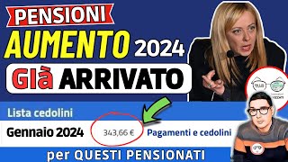 ⚡️ PENSIONI GENNAIO 2024 ➡ IMPORTI CEDOLINI CON AUMENTO GIà ARRIVATI❗️ PER QUESTI PENSIONATI FRAGILI [upl. by Godewyn443]