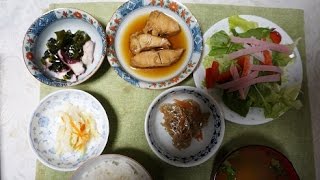 おうちで晩ご飯「金目鯛と小鉢の晩ご飯」 Home cooking dinner Hardboiled alfonsino amp Small bowl dishes [upl. by Laeira]