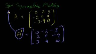 Skew Symmetric Matrices [upl. by Novi]