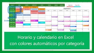 Excel  Horario y calendario en Excel con colores automáticos Tutorial en español HD [upl. by Nylikcaj]