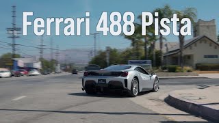 Ferrari 488 Pista Exhaust Goes Nuts 4K [upl. by Yrebmik]