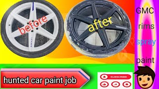 how to paint Rims fast and cheap GMCrepaint blackspraypainting [upl. by Dunton61]