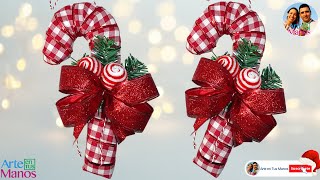 🔴Cómo Hacer BASTONES NAVIDEÑOS Tipo CANDY CANE Tutorial Con Arte en Tus Manos [upl. by Kcirdec]