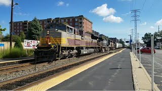 CP 7012 leads CPKC 247 at Morton Grove plus stuck brake and Amtrak Hiawatha [upl. by Eugnimod]