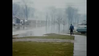 1956 Clawson Michigan  Flood on N Custer Ave Oakley Street and W Maple  8mm Film [upl. by Felt]