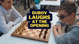 Dubov Laughs at the opening  GM Dubov vs GM Savchenko  World Blitz 2019 Moscow [upl. by Wallinga]