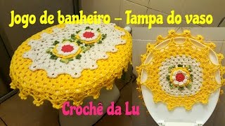 Jogo de banheiro em crochê com barrado duplo  Tampa do vaso [upl. by Atalayah]