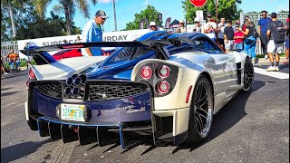 100 SUPERCARS ARRIVING  Lamborghini Revuelto Pagani Huayra BC Ferrari 812  SUPERCAR SATURDAYS [upl. by Ibok]