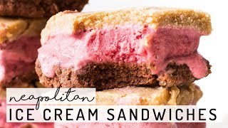 Neapolitan Ice Cream Sandwiches  Vegan Paleo NoBake [upl. by Nealson]