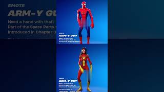 SpiderWoman VS Spiderman emote comparison Suit Up amp Arm Y Guy [upl. by Denton]