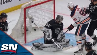 Evander Kane Tips Home Brett Kulak Point Shot To Beat Jonathan Quick [upl. by Munt]