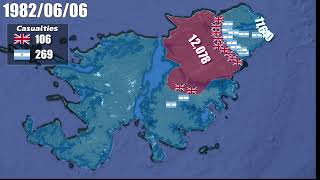 Falkland War Every Day With Army Sizes And Units [upl. by Trelu577]