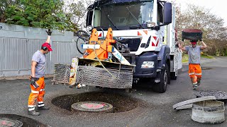 Genius Way They Repair Giant Manholes in Middle of Street [upl. by Ilatfan]