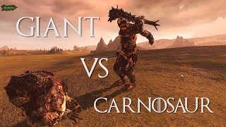 Total War Warhammer 2 Laboratory Giant Carnosaur vs Giant Giant [upl. by Enialed]