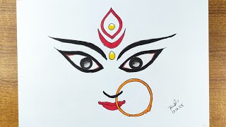 Devi Durga Face Drawing  Step by step durga thakur easy drawing  maa kali drawing tutorial [upl. by Amandy]