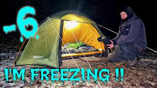 TRYING TO KEEP WARM  Sub zero tent camping in the winter [upl. by Ytirev]