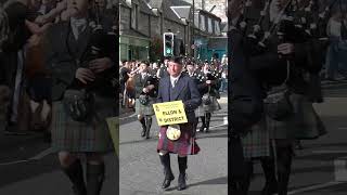 Ellon Pipe Band playing Scotland the Brave on the march to 2023 Pitlochry Highland Games shorts [upl. by Aidnama417]