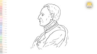 Denis Diderot drawing easy  Portrait sketches  How to draw Denis Diderot step by step  artjanag [upl. by Ehud]