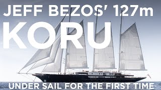 JEFF BEZOS 127m sailing yacht KORU seen under SAIL for the first time  SuperYacht Times [upl. by Chiou119]