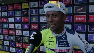 Biniam Girmay  Interview at the start  Ronde van Vlaanderen  Tour of Flanders 2024 [upl. by Adnorhs]