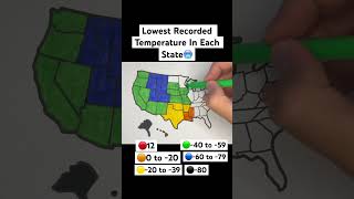 Lowest Recorded Temperature in Each State 🇺🇸 usa unitedstates map geography states [upl. by Odelet218]