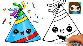 How to Draw a Party Hat Easy and Cute [upl. by Dewayne707]