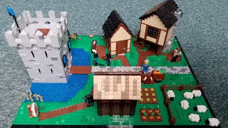 Lego Medieval Village MOC minifig scale diorama castle black falcon knights [upl. by Eenimod]