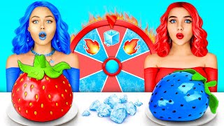 Hot vs Cold Food Challenge  Red Fire vs Blue Icy Sweets Battle by Mega Game [upl. by Cornela339]