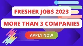 Fresher Jobs  Multiple locations  BE  BTECH  MCA  More than 3 Companies [upl. by Geffner]