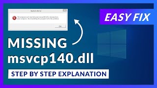 Fix MSVCP140dll Missing or Not Found In Windows 1110  2024 Updated [upl. by Anthony90]