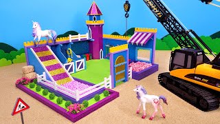 Building mini 🌈 CASTLE FARM HOUSE with POOL for UNICORNS 🦄 Creative DIY miniature building [upl. by Nednal37]