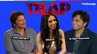 TRAP  Josh Hartnett Saleka et M Night Shyamalan nous parlent du film [upl. by Ahtivak980]