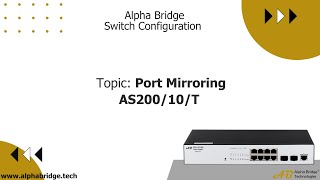 Alpha Bridge Switch AS20010T  Port Mirroring [upl. by Lihas544]