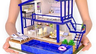 DIYMiniatur  Modernes PartyHaus mit echtem Swimmingpool [upl. by Baggott805]