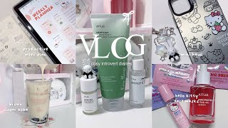 ⋆౨ৎ˚ DAILY VLOG  cosy day korean skincare bubble tea mini temu haul amp digital planner 🎀 [upl. by Claudianus554]