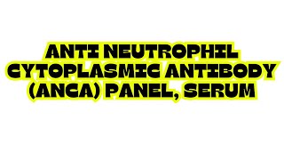 ANTI NEUTROPHIL CYTOPLASMIC ANTIBODY ANCA PANEL SERUM [upl. by Elephus]