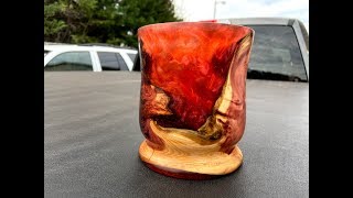 Wood turning a Cedar amp Resin Vase [upl. by Ferguson]