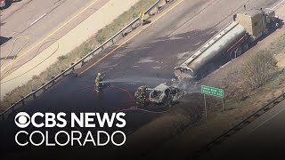 I70 tanker truck crash in Colorado causes huge backups [upl. by Notnirb]