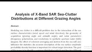 Analysis of X Band SAR Sea Clutter Distributions at Different Grazing Angles [upl. by Ahseiym]