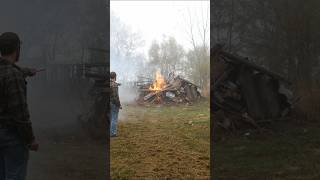 A Safe Way To Start A Burn Pile 🔥💪🇺🇸🍁 farm homestead work asmr satisfying shorts fire [upl. by Elumas]