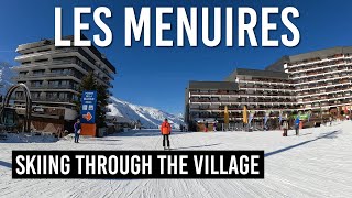 Skiing through Les Menuires village in Les 3 Vallees [upl. by Avruch747]