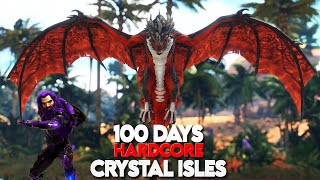 I played 100 Days Hardcore on Crystal Isles  ARK Survival Evolved [upl. by Adamina]