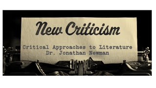 The New Criticism Introductory Lectures in Literary Theory and Criticism [upl. by Jedd]