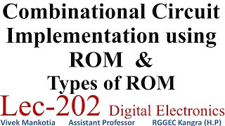 Combinational Circuit Implementation using ROM amp Types of ROM Lec 202 [upl. by Einaffit]