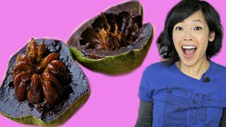 BLACK SAPOTE  chocolate pudding fruit  TASTE TEST  FRUITY FRUITS [upl. by Thaine]