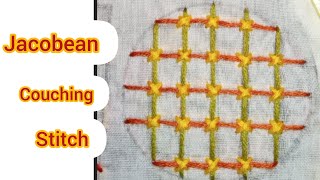 Jacobean couching stitch hand embroidery tutorial [upl. by Olumor]