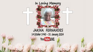 Live Streaming of Funeral Mass of JAKINA FERNANDES [upl. by Etnoed]