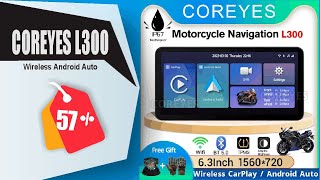 COREYES L300 Motorcycle Screen Carplay Moto Navigation Waterproof Screen Portable Motorcycle Monitor [upl. by Ramled784]