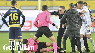 Turkish football leagues suspended after team president punches referee [upl. by Ocin]